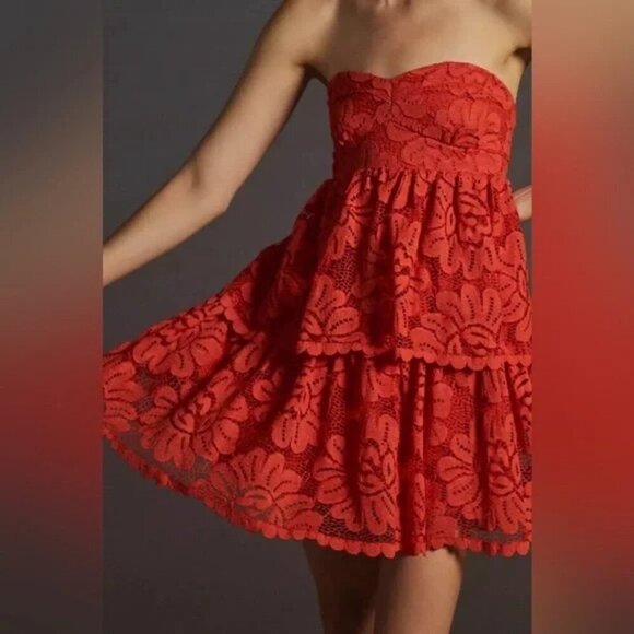 Anthropologie Dresses & Skirts - NWT Anthropologie Maeve Strapless Lace Mini Dress size Large